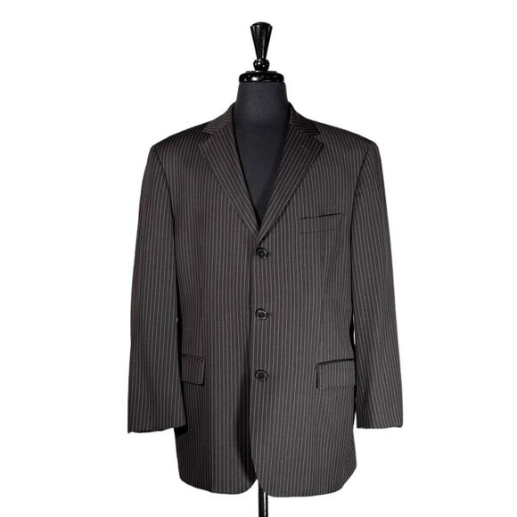 Hugo Boss Mens Suit 2 Piece Gray Pink Striped Wool Blazer Jacket 42S Pants 36x30 - Picture 4 of 16